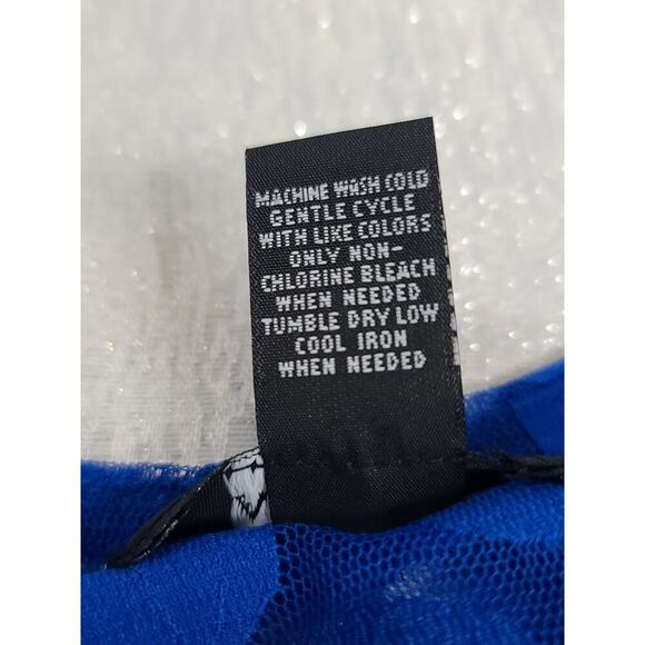 Alfani Crochet sleeve detail polka-a-dot Woman blouse blue Size 1X Office boho - Picture 5 of 7